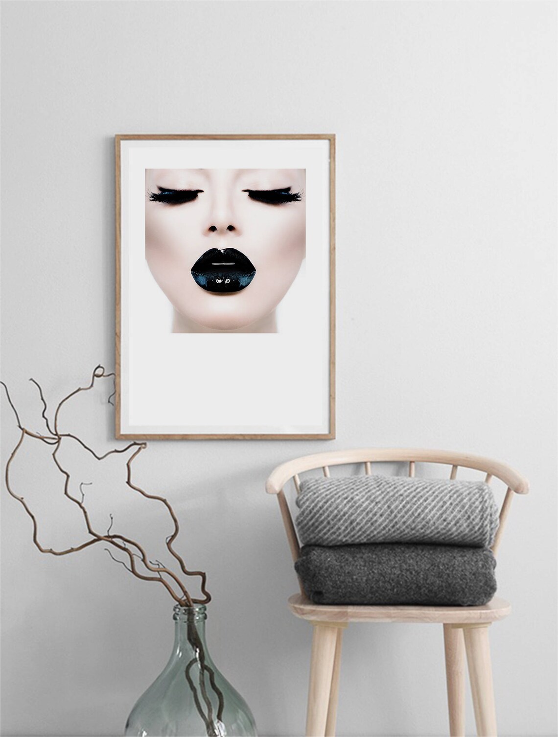 Black Lipstick Woman Dramatic Beauty Portrait Fashion Photography Poster - Image 3