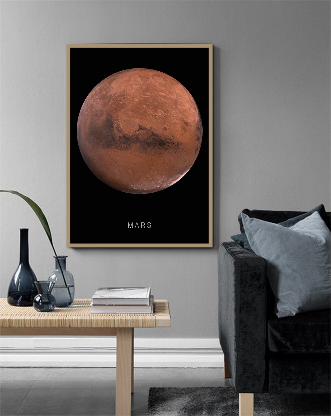 Mars Red Planet Black Background Minimalist Space Photo Poster - Image 2