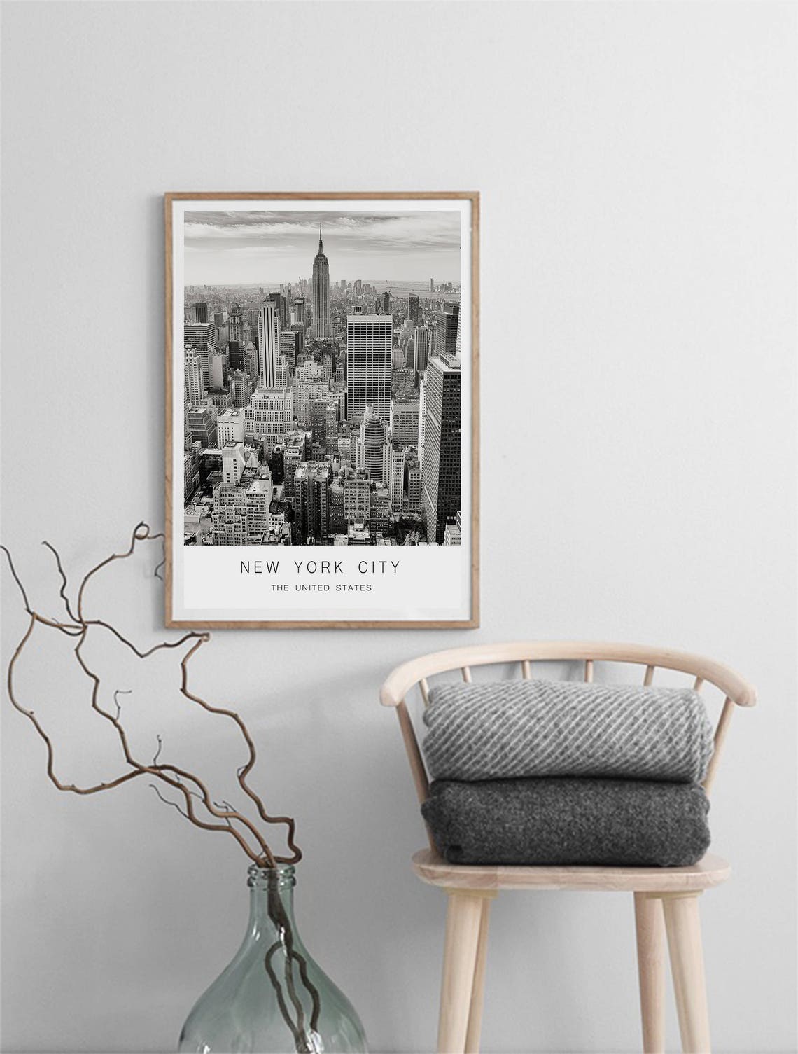 New York City Black And White Skyline Empire State Photography Poster - Image 2