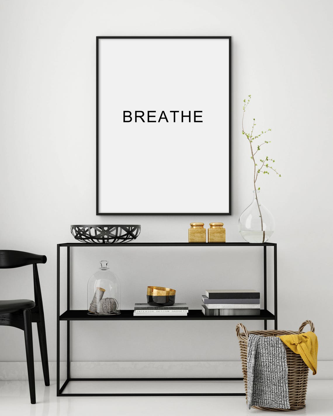 Breathe Wall Art Minimalist Print Inspirational Poster Typography Print Office Wall Art Decor Home Decor Typography Poster - Image 3