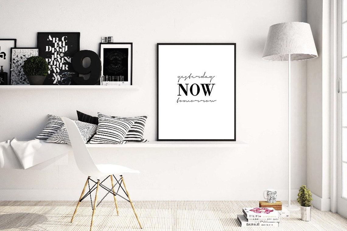 Yesterday Now Tomorrow Minimalist Scandinavian Typography Poster - Image 3