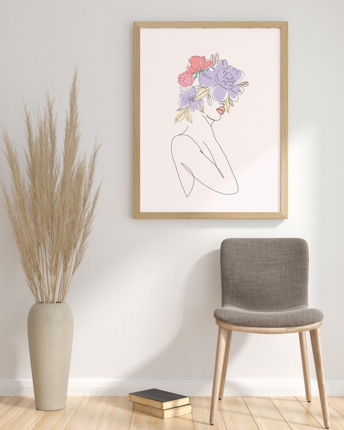 One Line Woman Wall Art Boho Wall Art Mid Century Modern Wall Art Living Room Wall Decor Bohemian Wall Decor Boho Wall Decor - Image 3