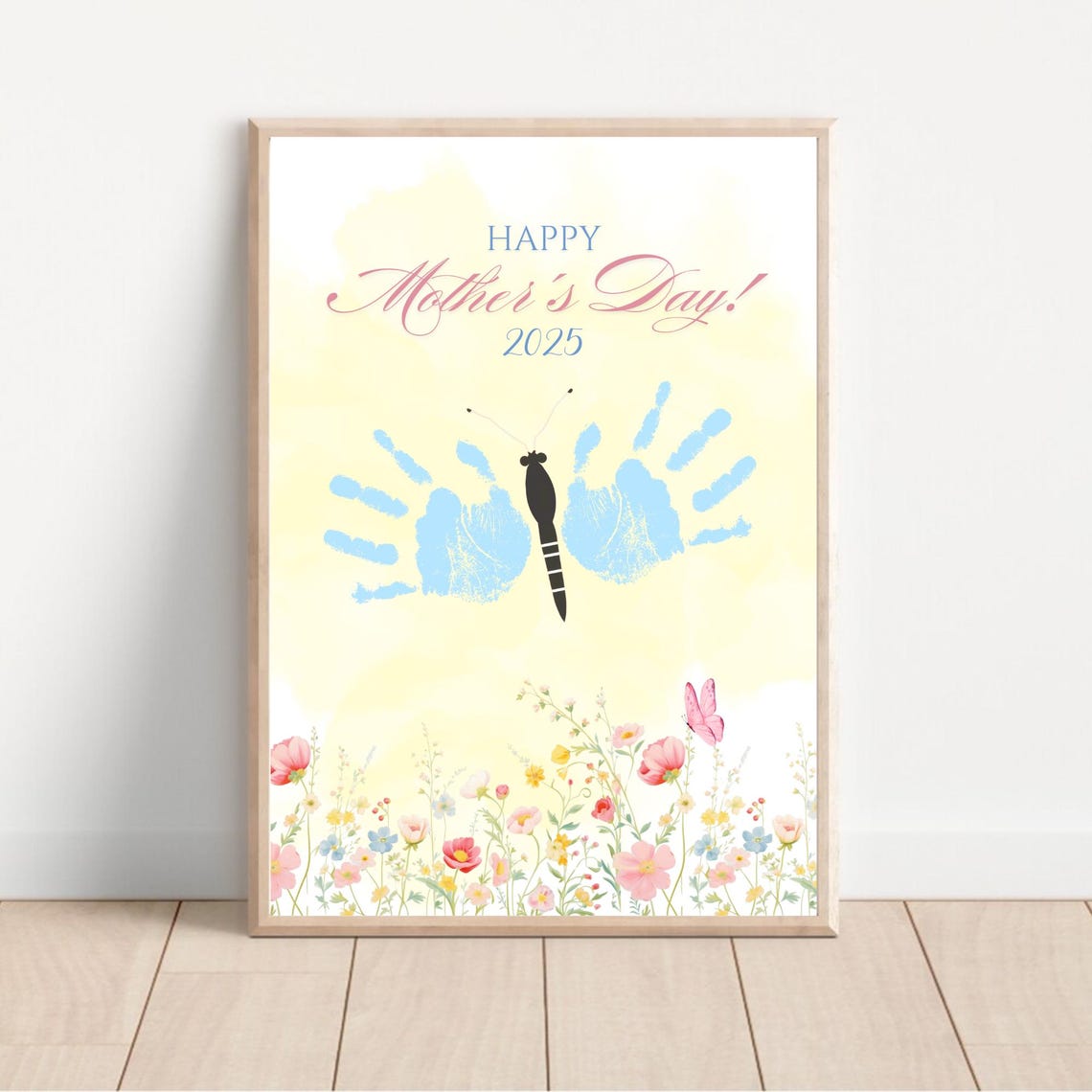 Baby Handprint Butterfly Mother's Day Wildflower Meadow Poster - Image 2