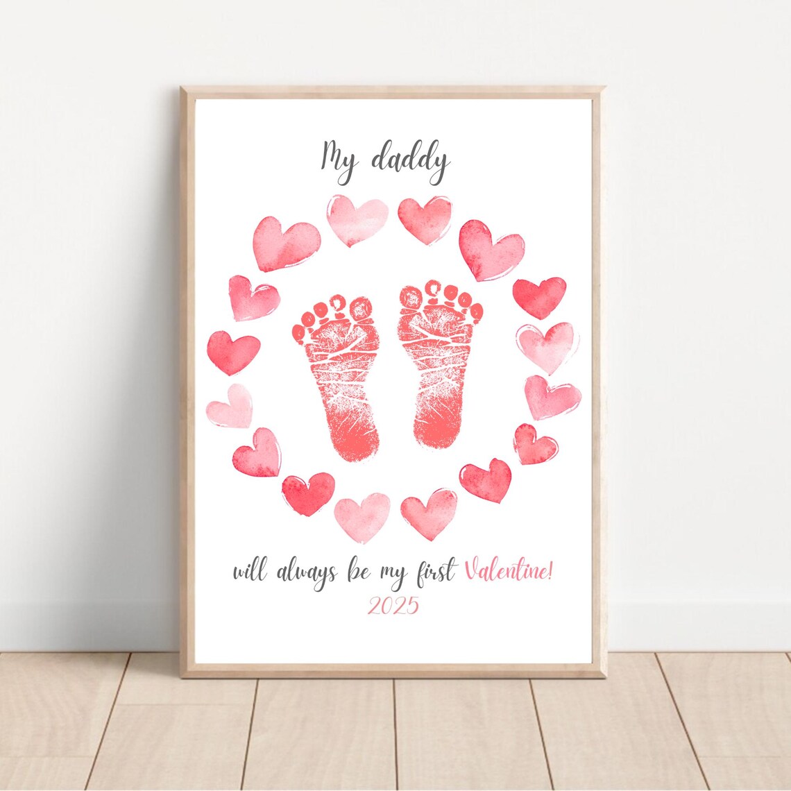 Daddy You're My First Valentine Handprint Heart Love Print - Image 2