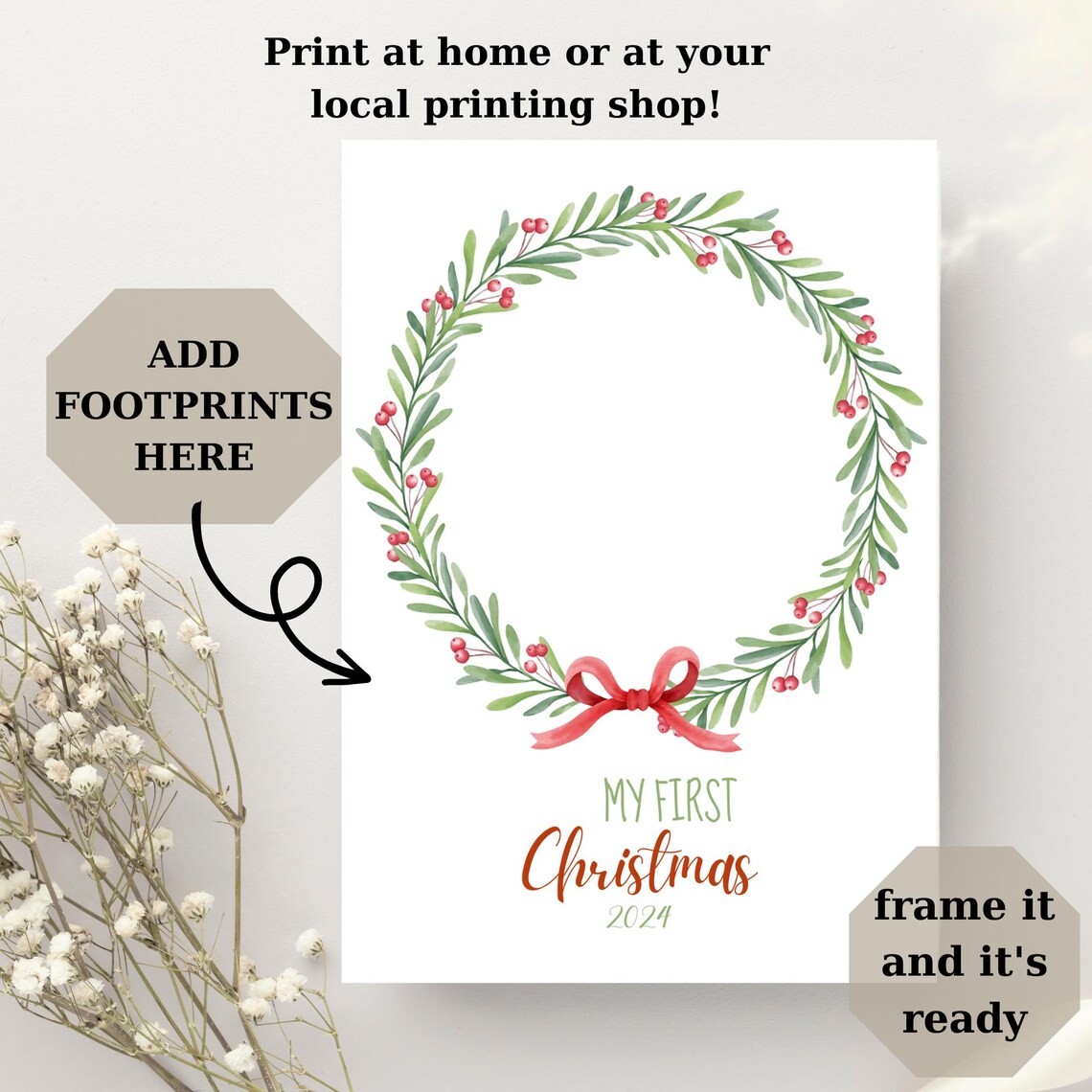 My First Christmas Footprint Art Poster Print - Image 3