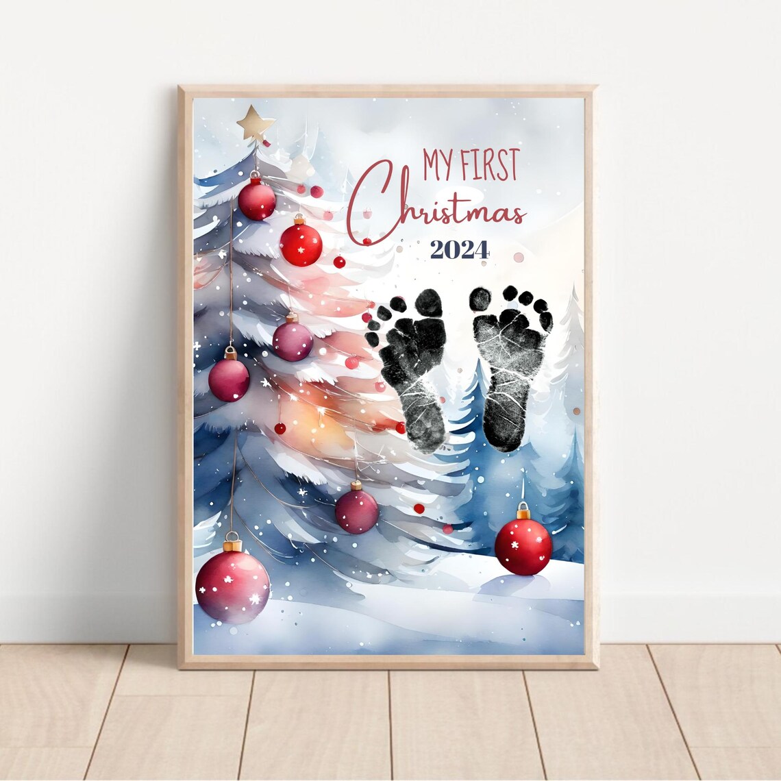 Baby's First Christmas Footprint Craft Art Print - Image 2