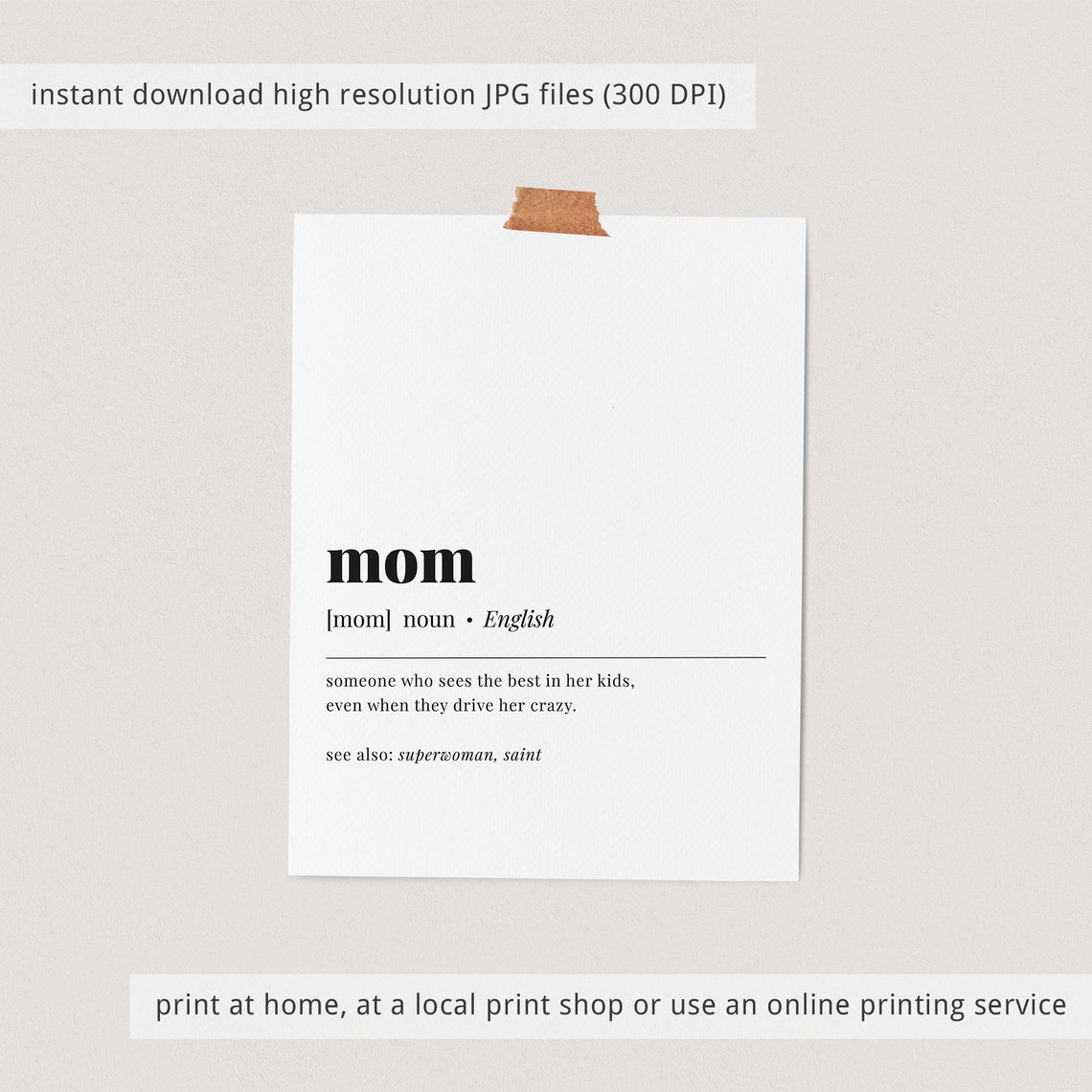 Mom Definition Love Gift Minimalist Typography Poster Mothers Day - Image 3