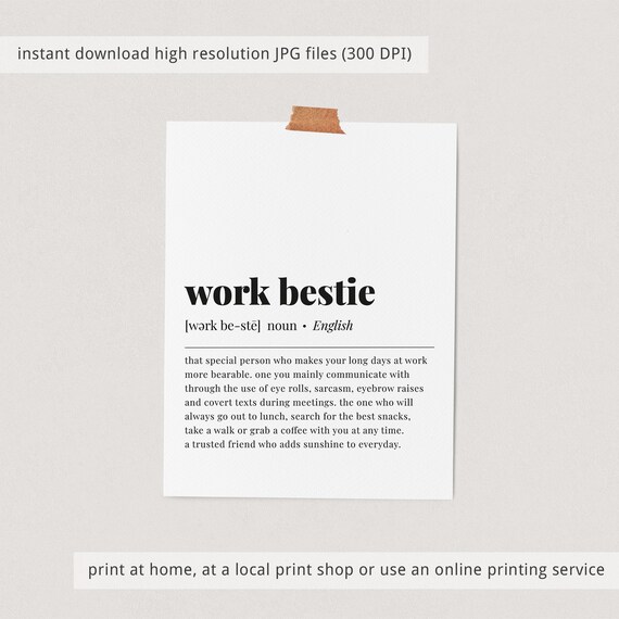 Work Bestie Definition Coworker Birthday Gift Poster