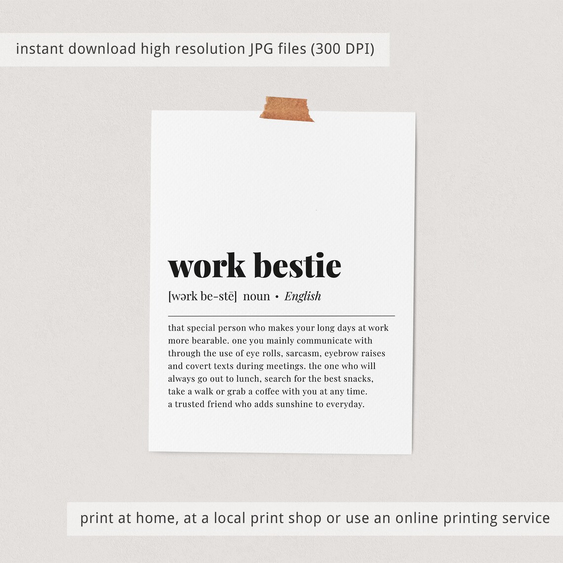 Work Bestie Definition Coworker Birthday Gift Poster