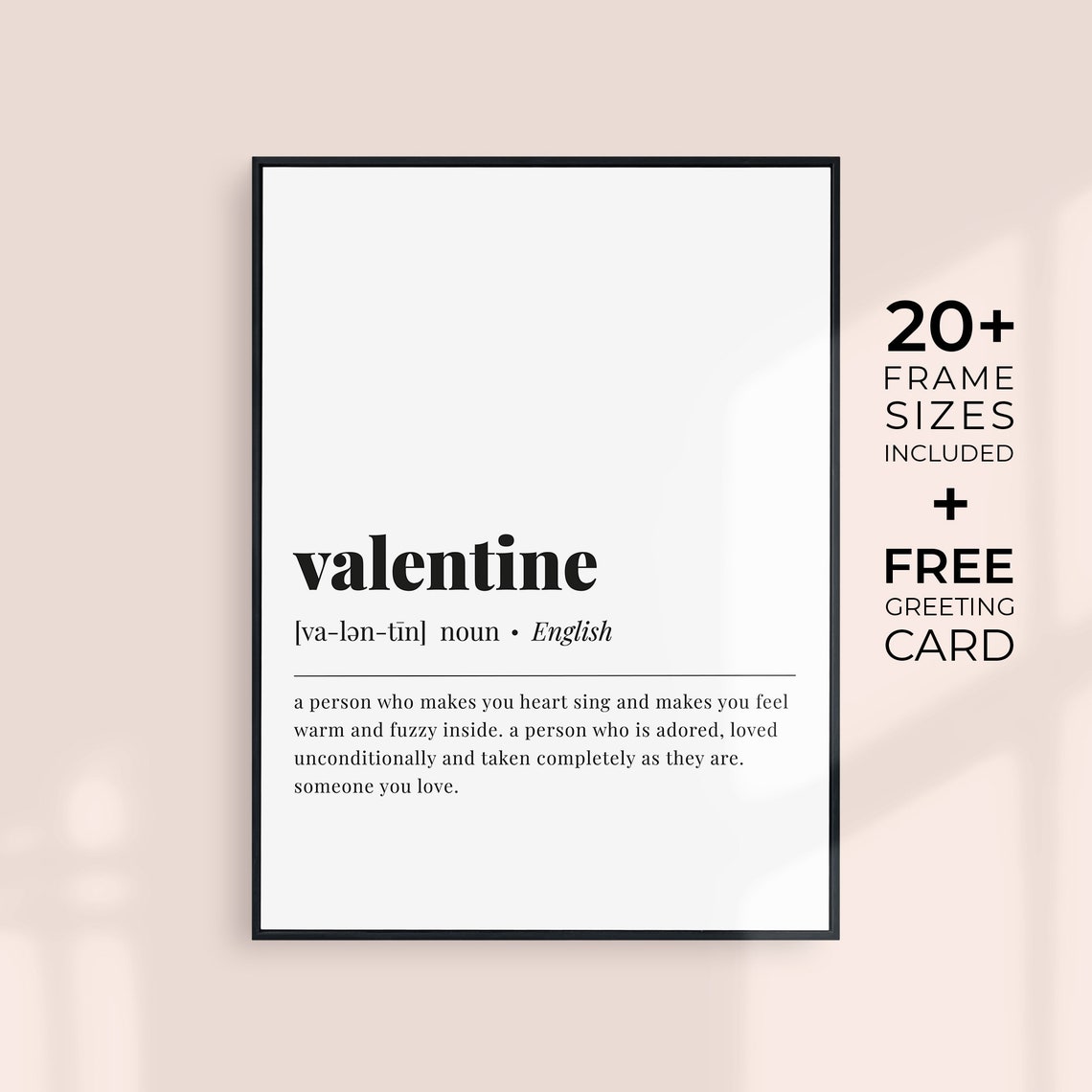 Valentine Definition Romantic Gift For Sweethearts Noun Meaning Poster