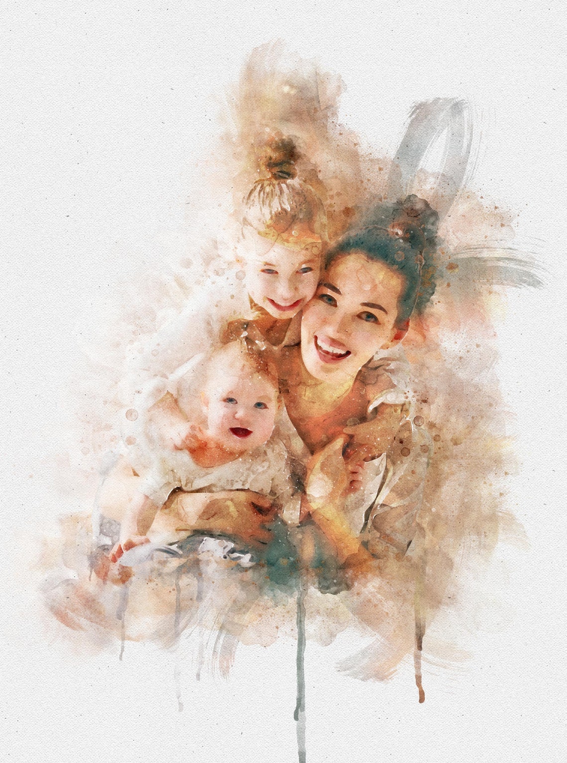 Portrait Painting From Photo Mother Daughter Portrait Family Portrait Illustration Gift For Mother From Daughter Son Husband Friend - Image 4