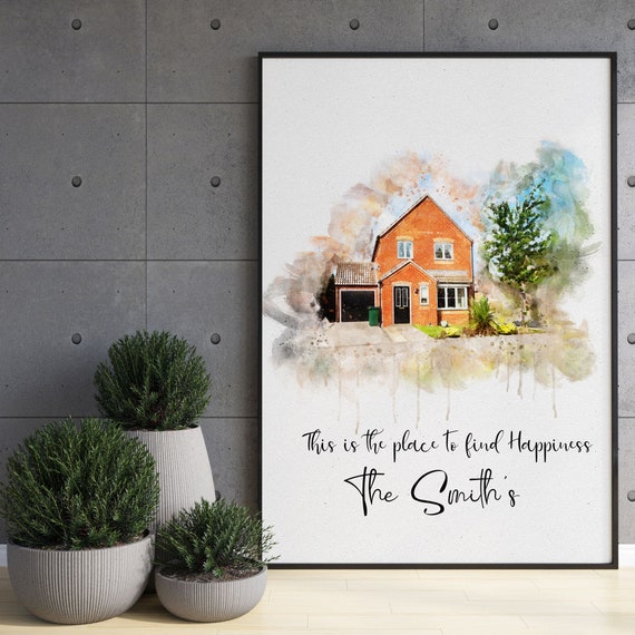 Personalised Watercolour House Painting From Photo Custom House Portrait Housewarming Present Moving Gift For Neighbour Home Wall Art