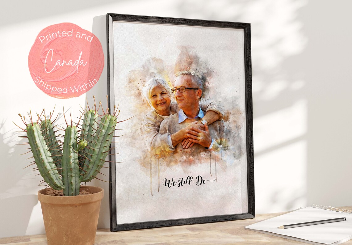 Personalised Couple Portrait Watercolor Art Print - Image 4