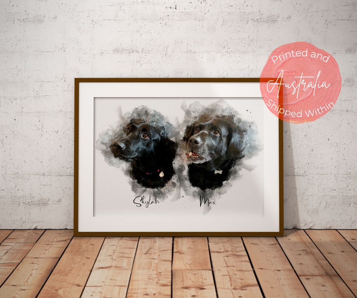 Custom Watercolour Pet Portrait Personalised Pet Memorial Gift For Husband Wife Friend Family Pet Remembrance Gift Dog Portrait Wall Art - Image 2