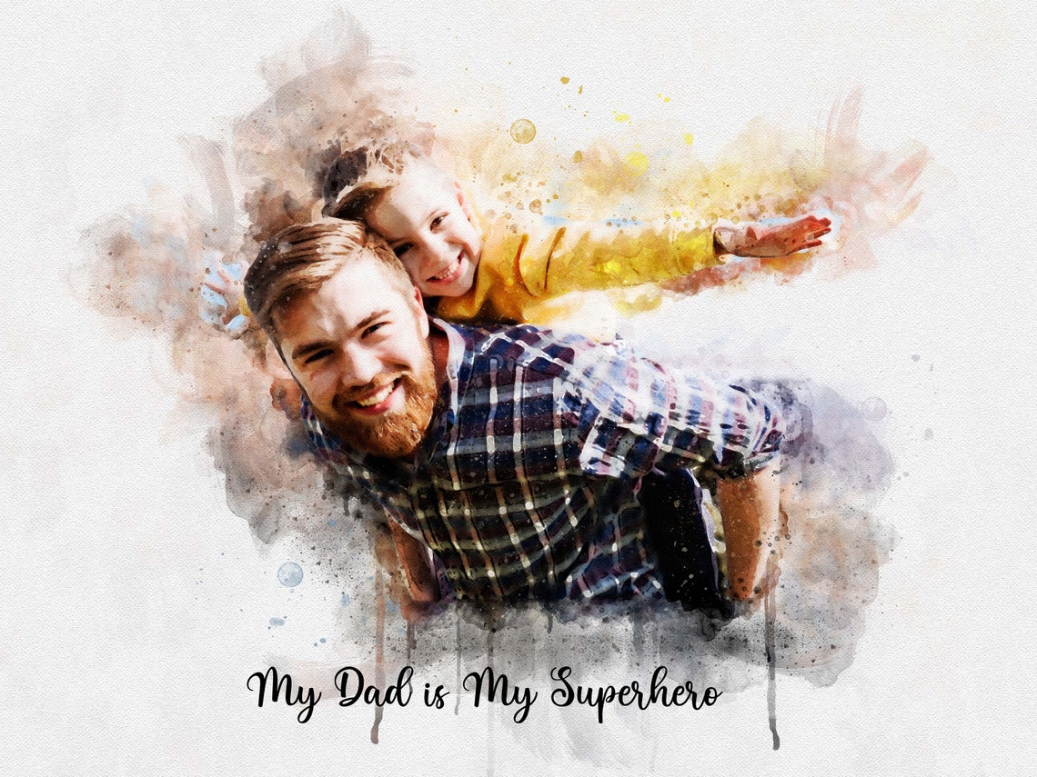 Father Daughter Watercolor Red Plaid Truly Amazing Father Quote Poster - Image 3