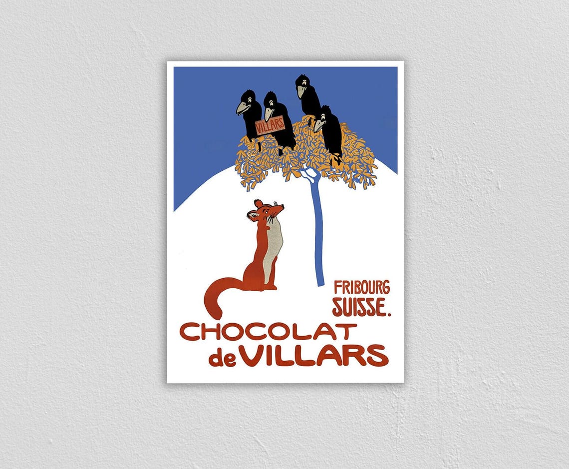 Chocolat de Villars Vintage Swiss Chocolate Advertisement Poster - Image 2