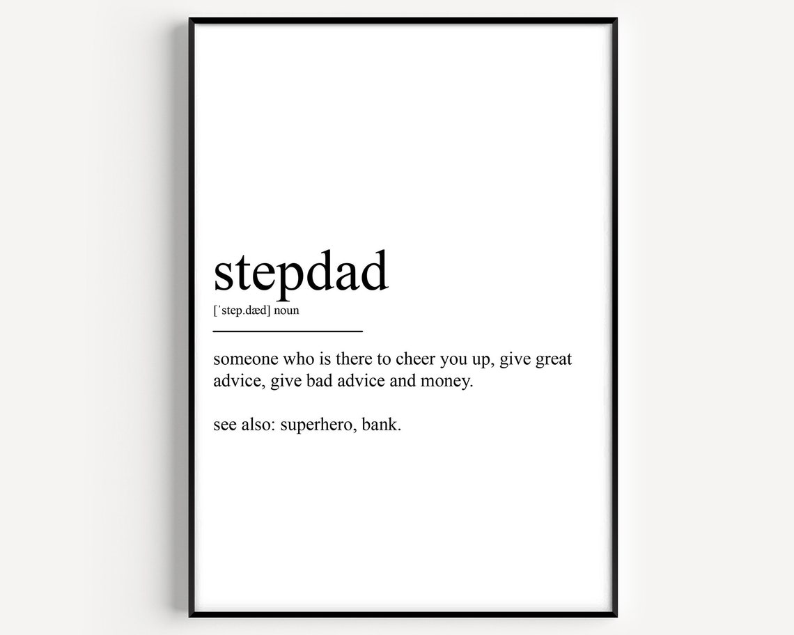 Stepdad Definition Superhero Funny Gift Dictionary Art Poster