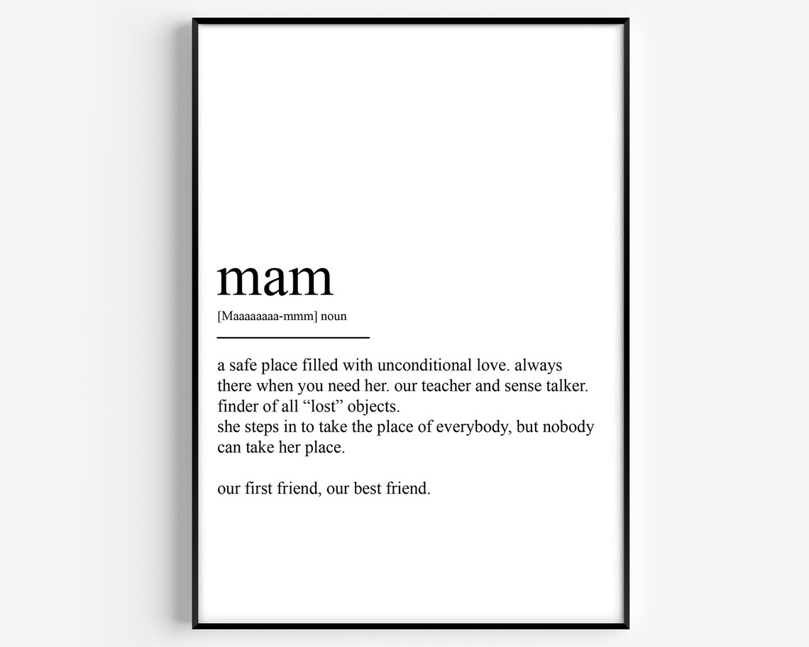 Mam Definition Art Print, Typography Quote Decor
