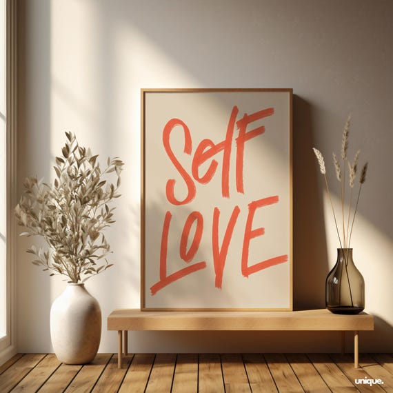Motivational Wall Art Pink Color Self Love Written Art Poster Print For Home Decor Motivational Poster Home Decor