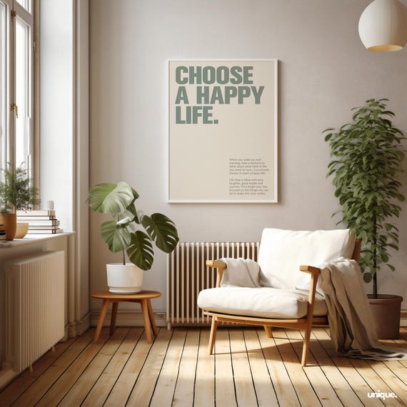Motivational Wall Art Choose A Happy Life Written Wall Art Green Motivational Print For Office And Home Decor