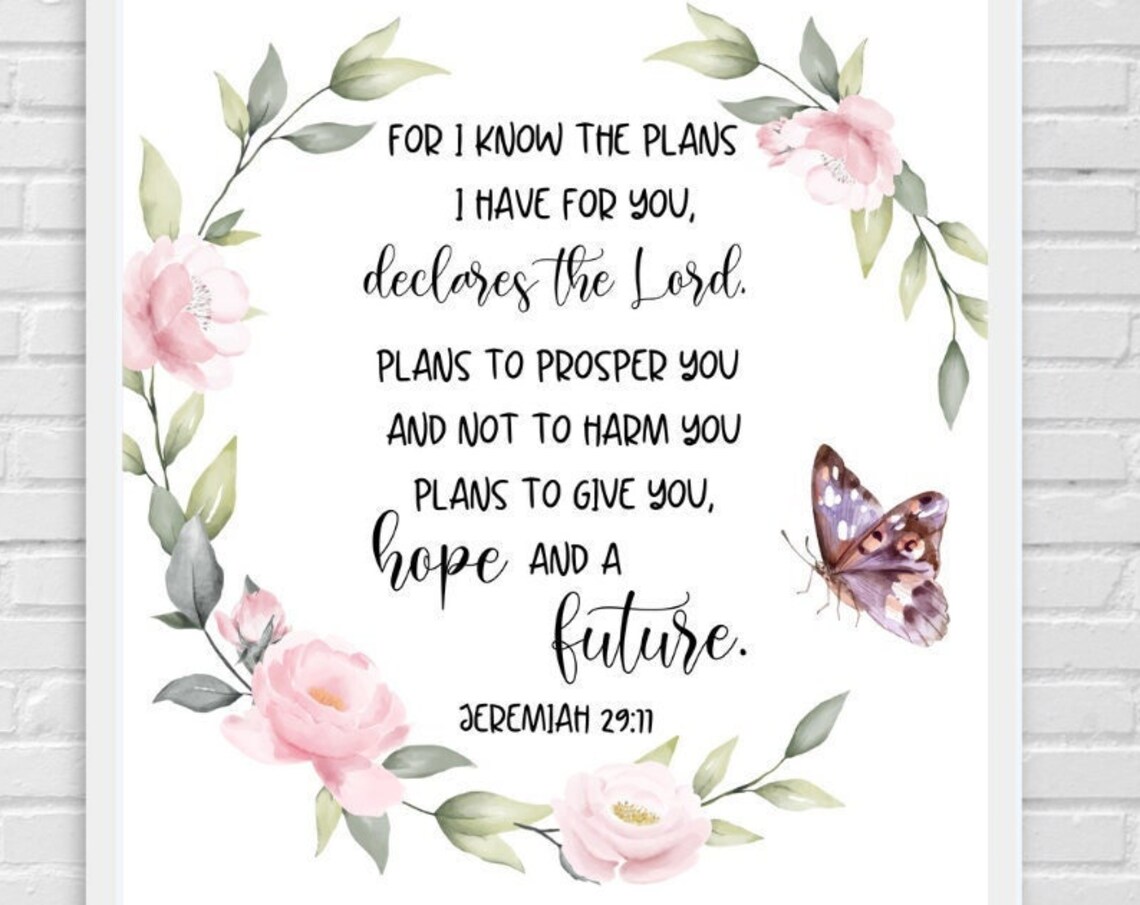 Jeremiah 29:11 Bible Verse Art Print, Christian