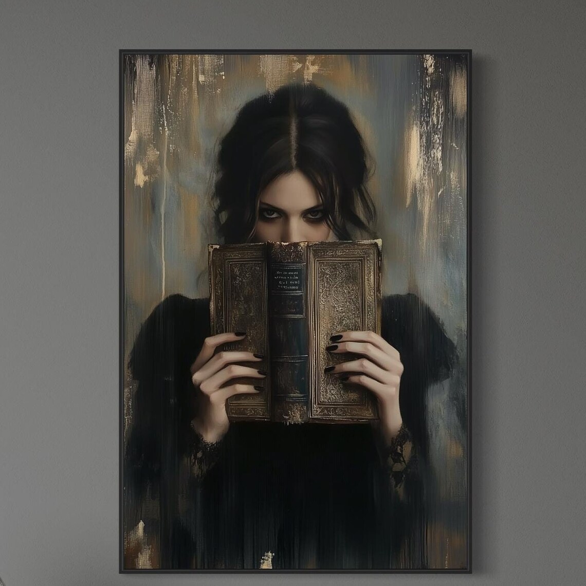 Mysterious Woman With Book, Gothic Portrait Art Print