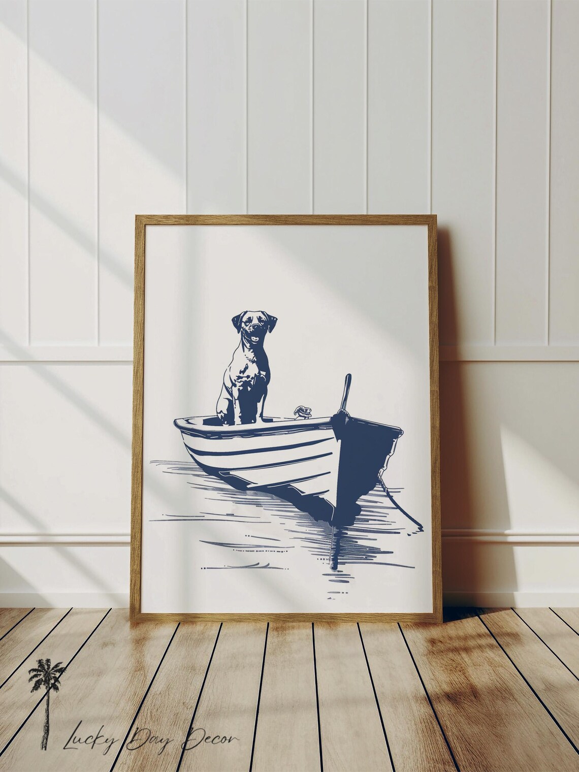 Happy Dog In Boat Days At The Beach Art Print