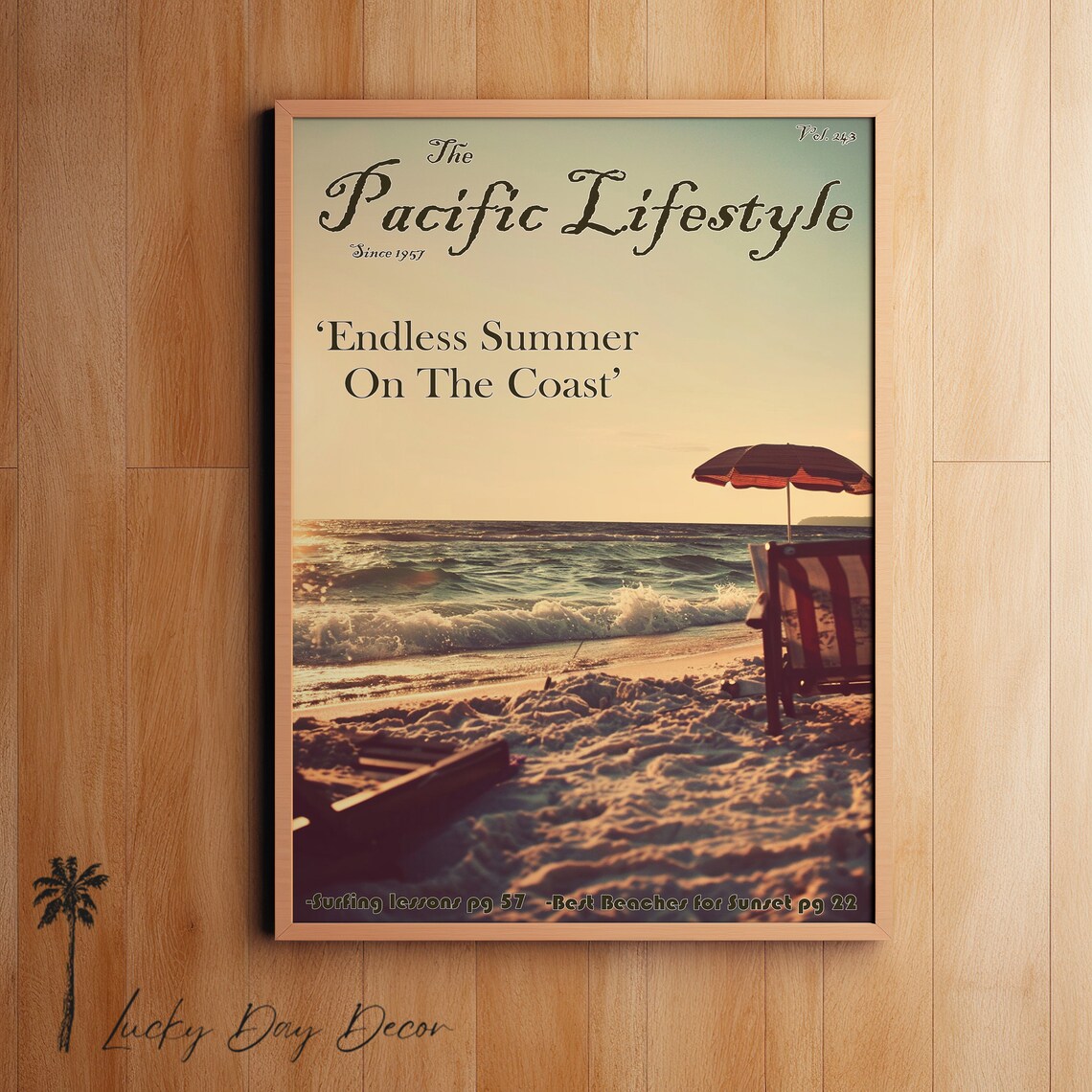 The Pacific Lifestyle Endless Summer Vintage Beach Magazine Cover Poster