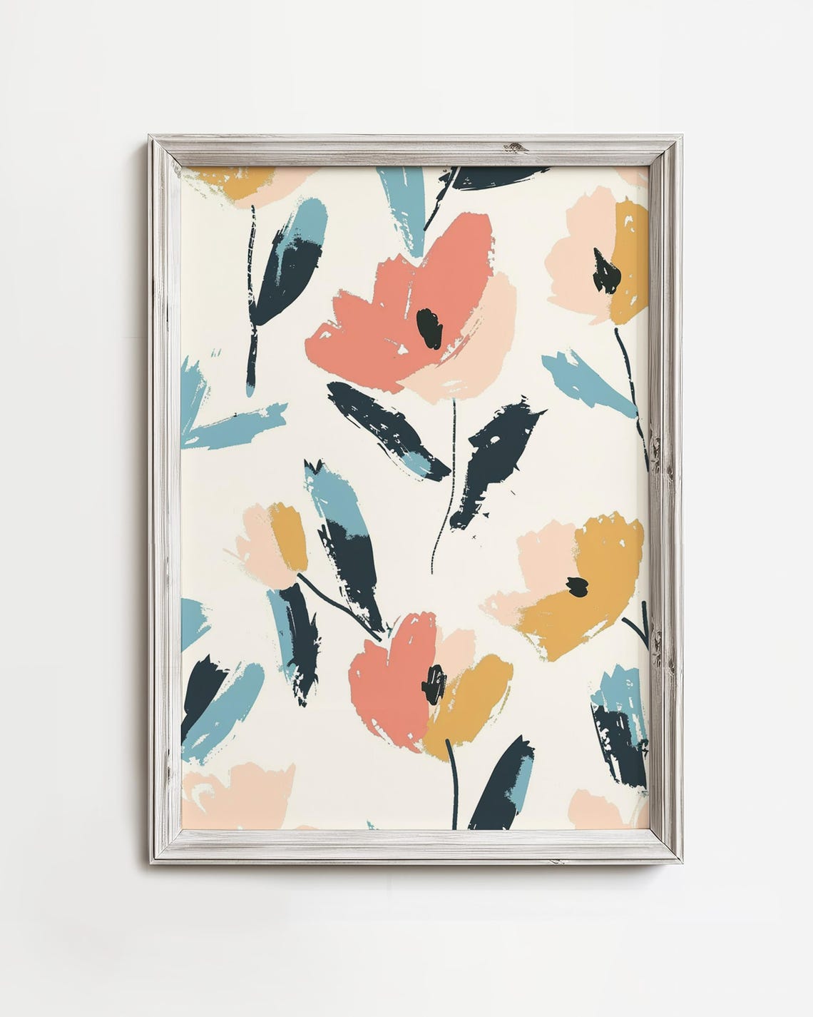 Pastel Abstract Floral Poppy Pattern Spring Botanical Wall Poster
