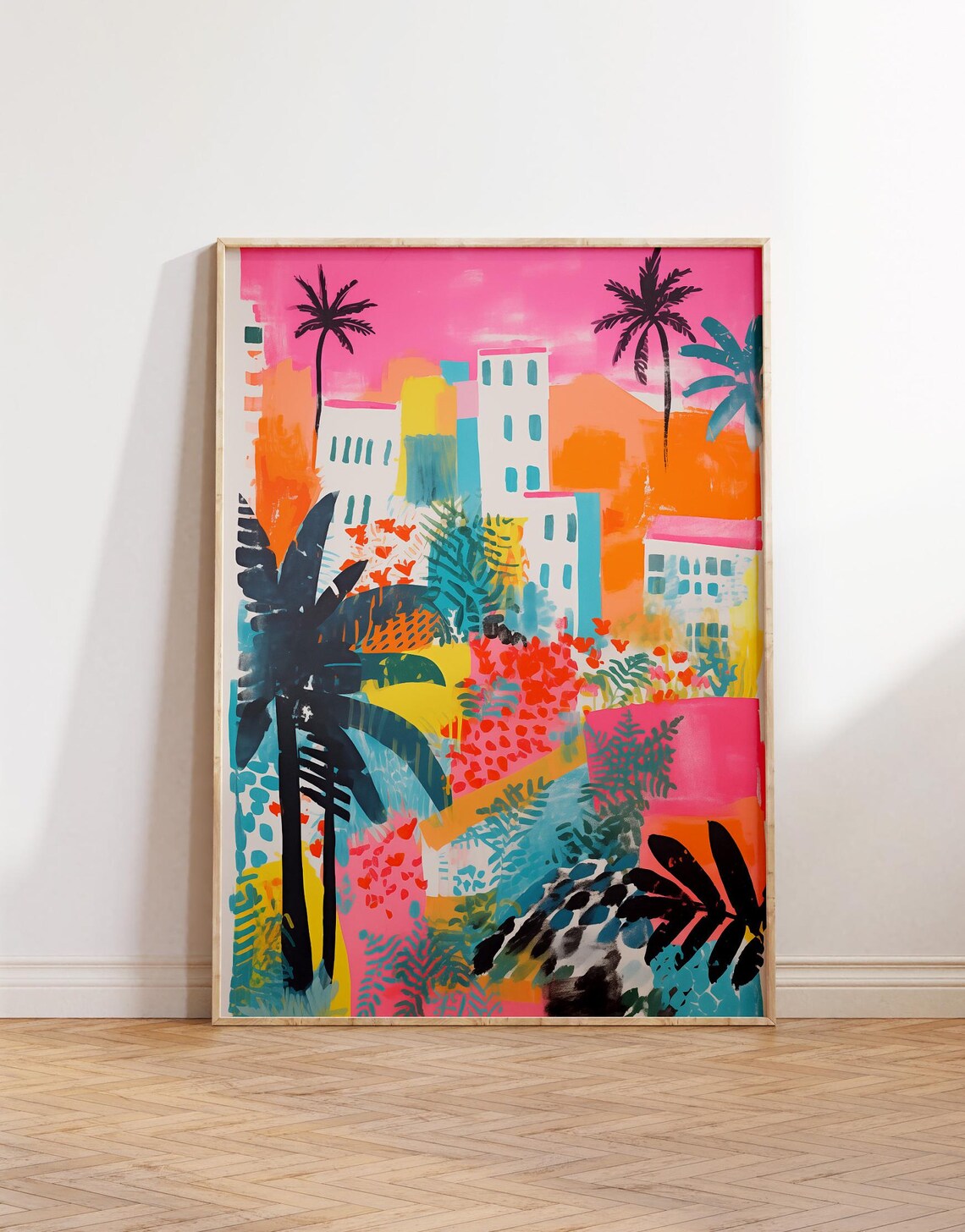 Colorful Mediterranean City, Boho Art Print