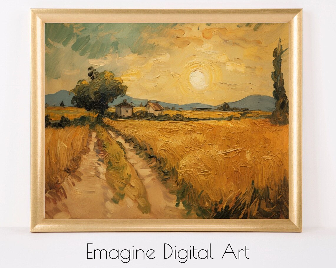 Golden Wheat Field French Countryside Impressionist Style Art Poster