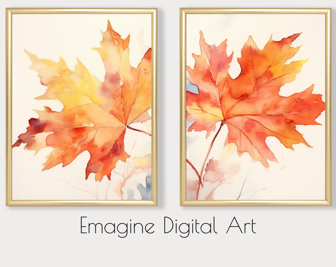 Autumn Maple Leaf Watercolor, Fall Foliage Art Print