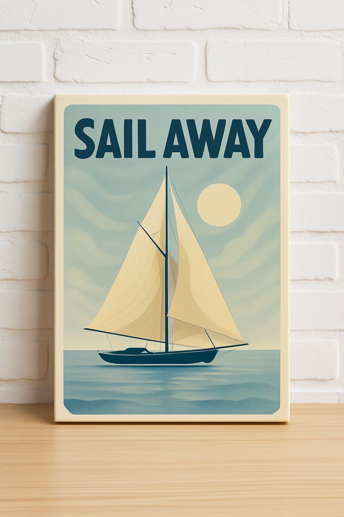 Sail Away Vintage Sailboat Retro Nautical Coastal Travel Poster
