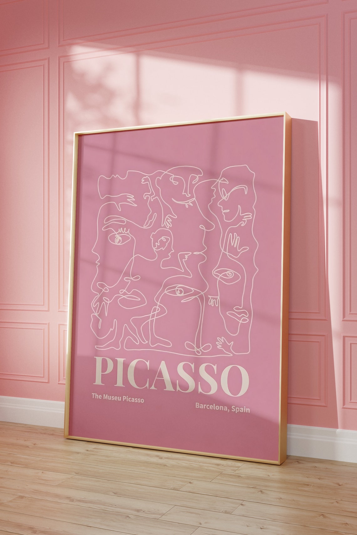 Picasso Museu Barcelona Line Art Faces Blush Pink Gallery Poster - Image 2