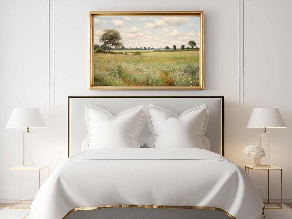 Meadow Landscape Painting, Vintage Impressionist Art Print - Image 2