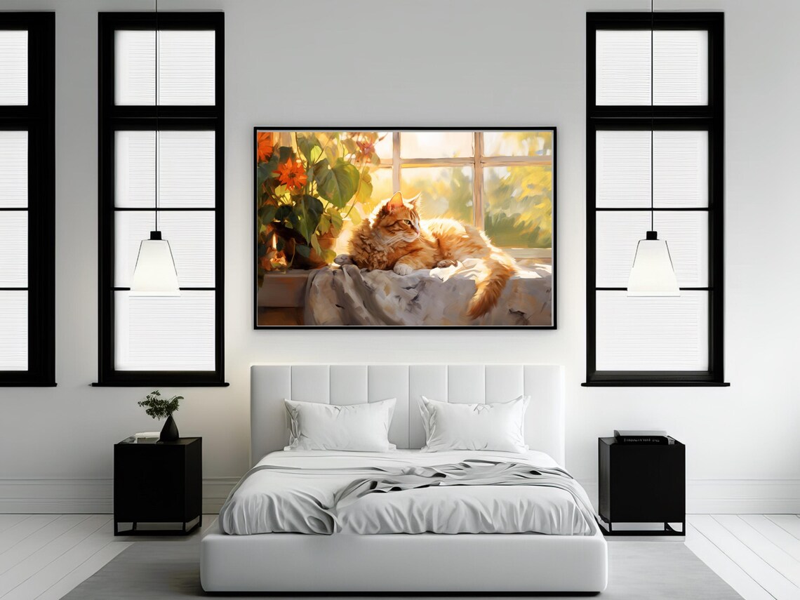 Cute Ginger Cat Painting, Adorable Cat Lover Gift - Image 2