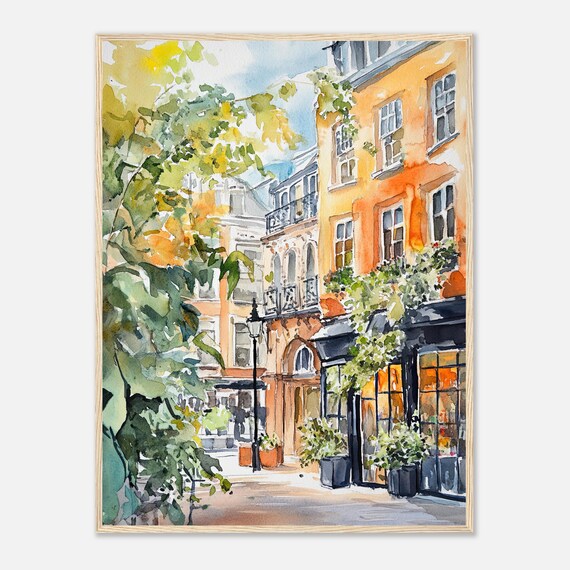 London Covent Garden Street Watercolor England Historic Buildings Poster