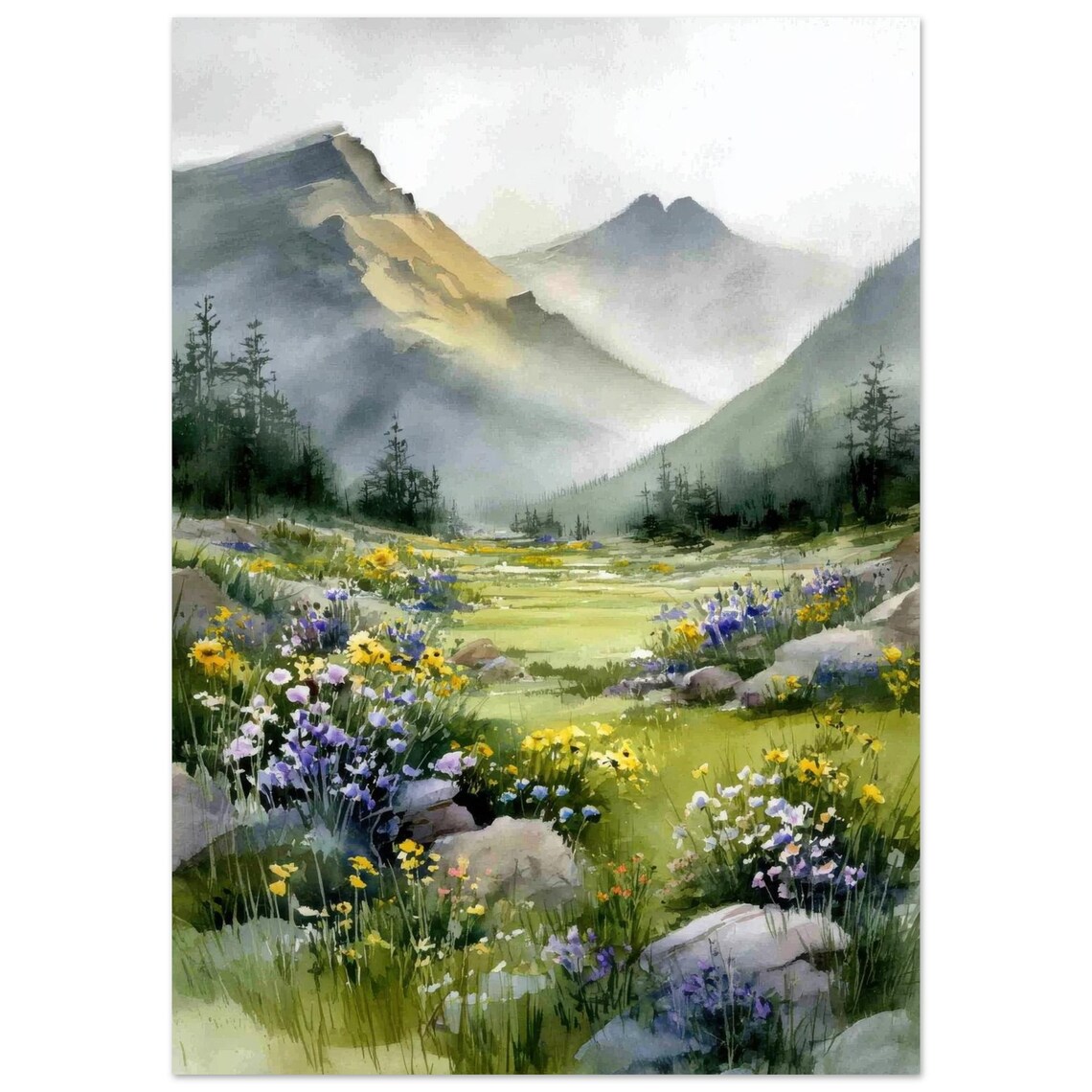 Colorado San Juan Mountains Wildflower Meadow Watercolor Poster