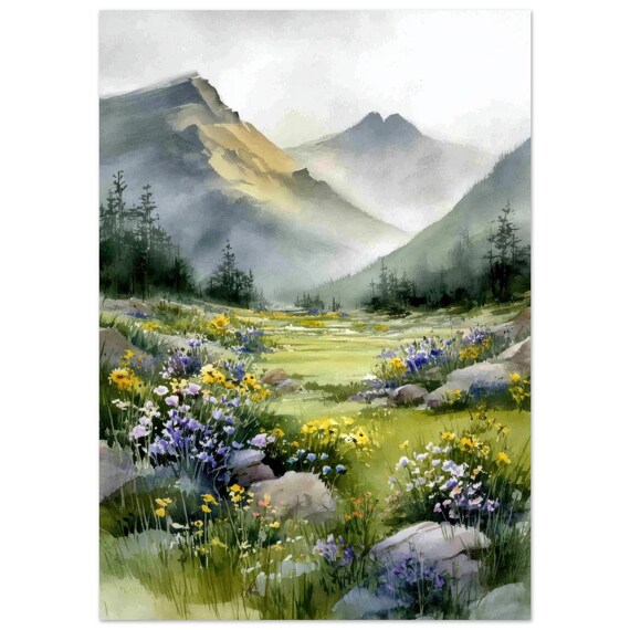 Colorado San Juan Mountains Wildflower Meadow Watercolor Poster