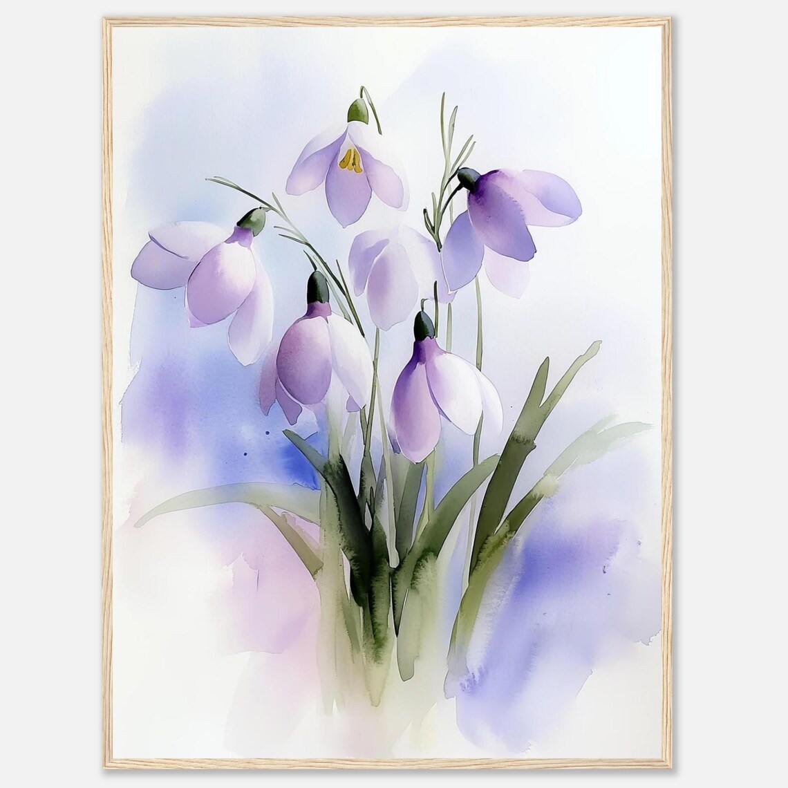 Snowdrop Flowers Watercolor Print Delicate Art Floral Wall Spring Illustration Nature By Nataliaayuart
