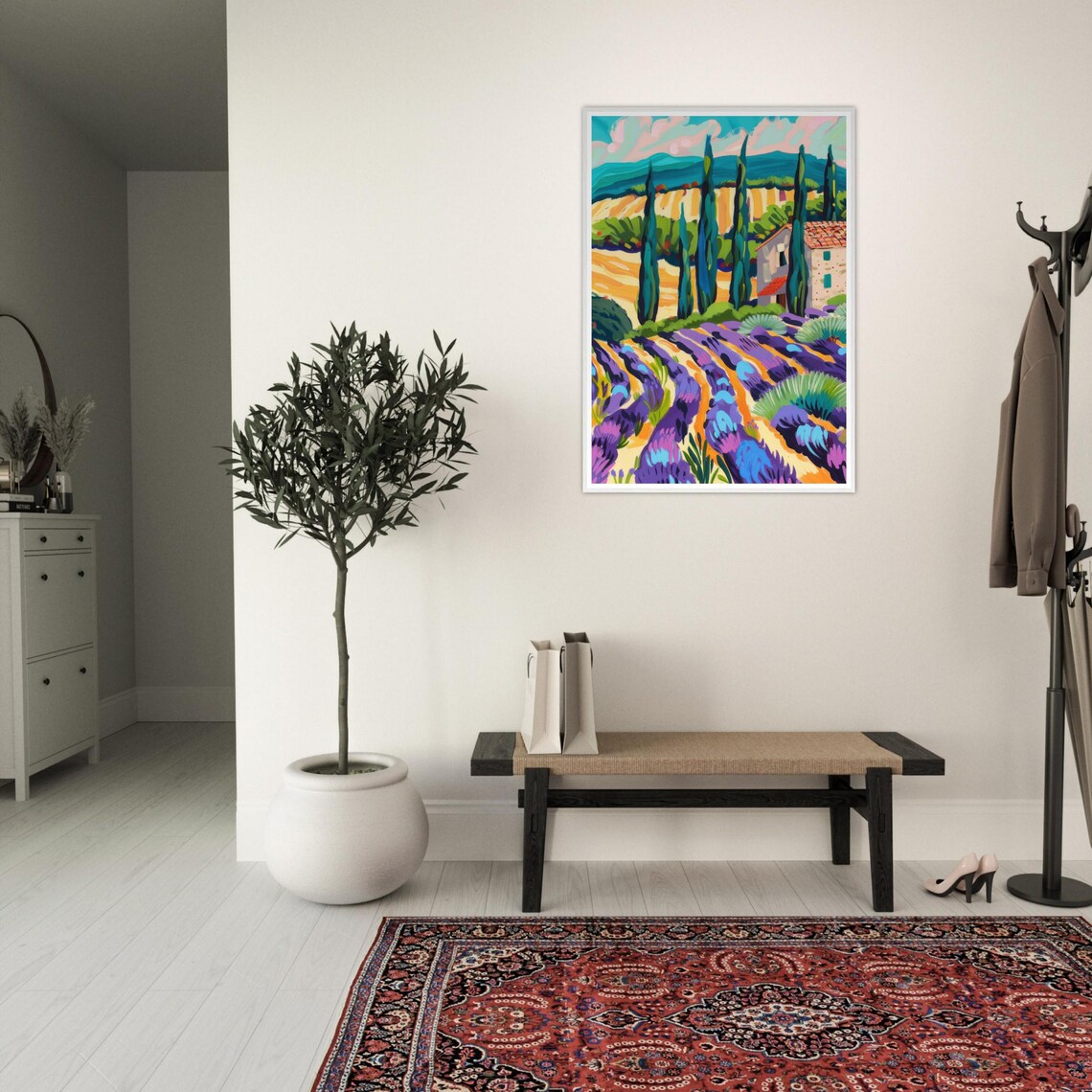 Provence Lavender Fields Cypress Trees Stone Farmhouse Art Poster - Image 2