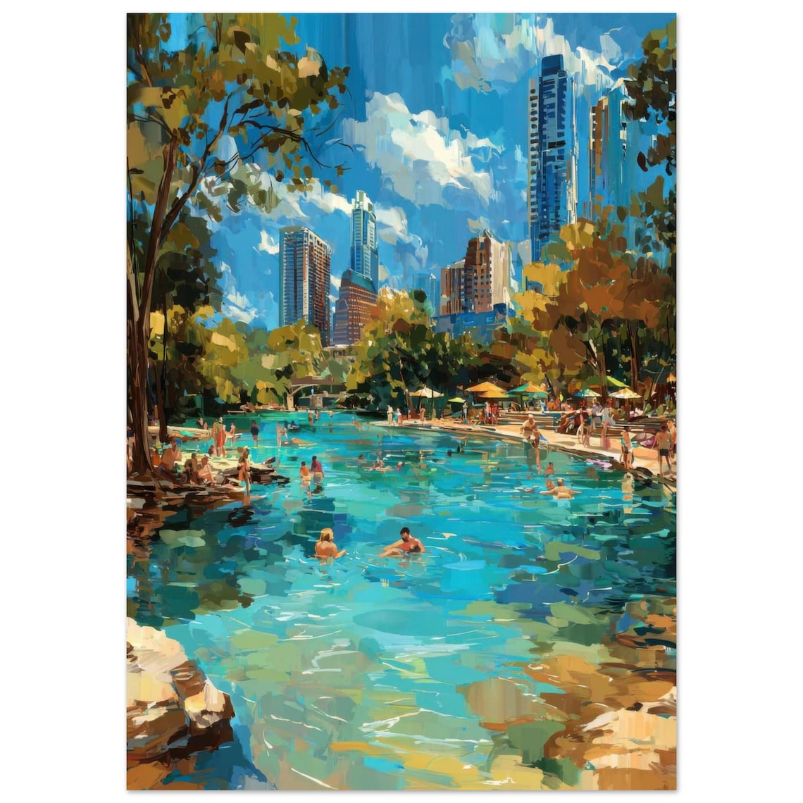 Austin Barton Springs Pool at Zilker Park Art Print