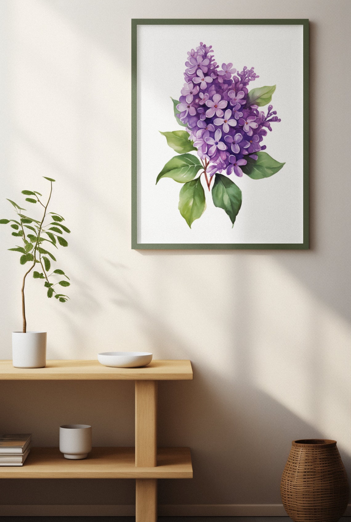 Deep Purple Lilac Cluster Watercolour Botanical Flower Poster - Image 3