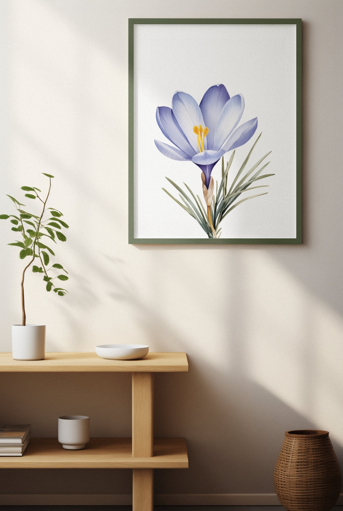 Periwinkle Blue Crocus Flower Cheerful Watercolor Art Poster - Image 3
