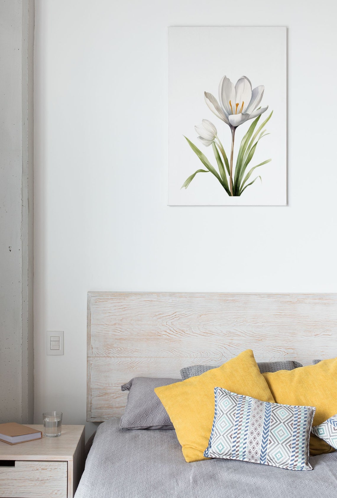 White Crocus Bloom With Bud Tender Serene Watercolor Art Poster - Image 7