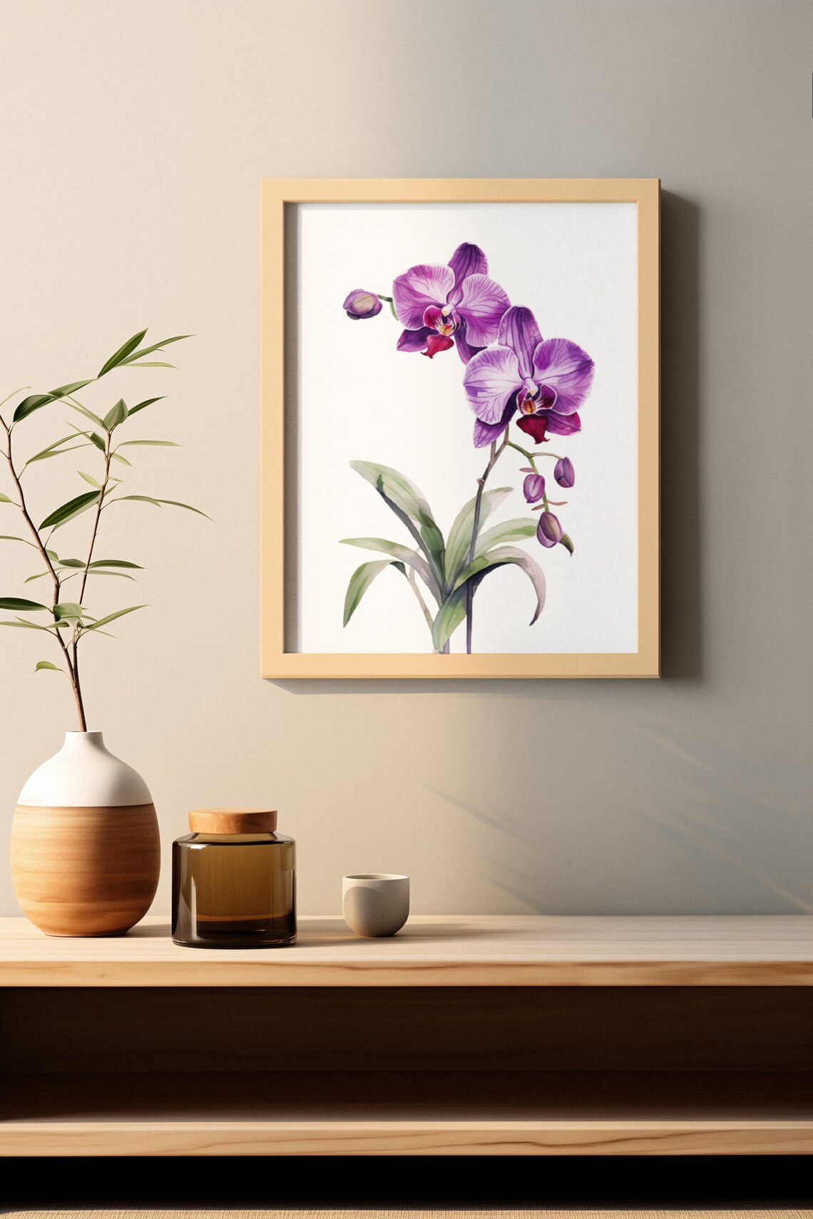 Purple Moth Orchid Flower Spray Elegant Watercolor Art Poster - Image 4