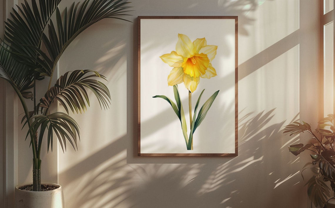 Yellow Daffodil Spring Bloom Watercolour Botanical Flower Poster - Image 5