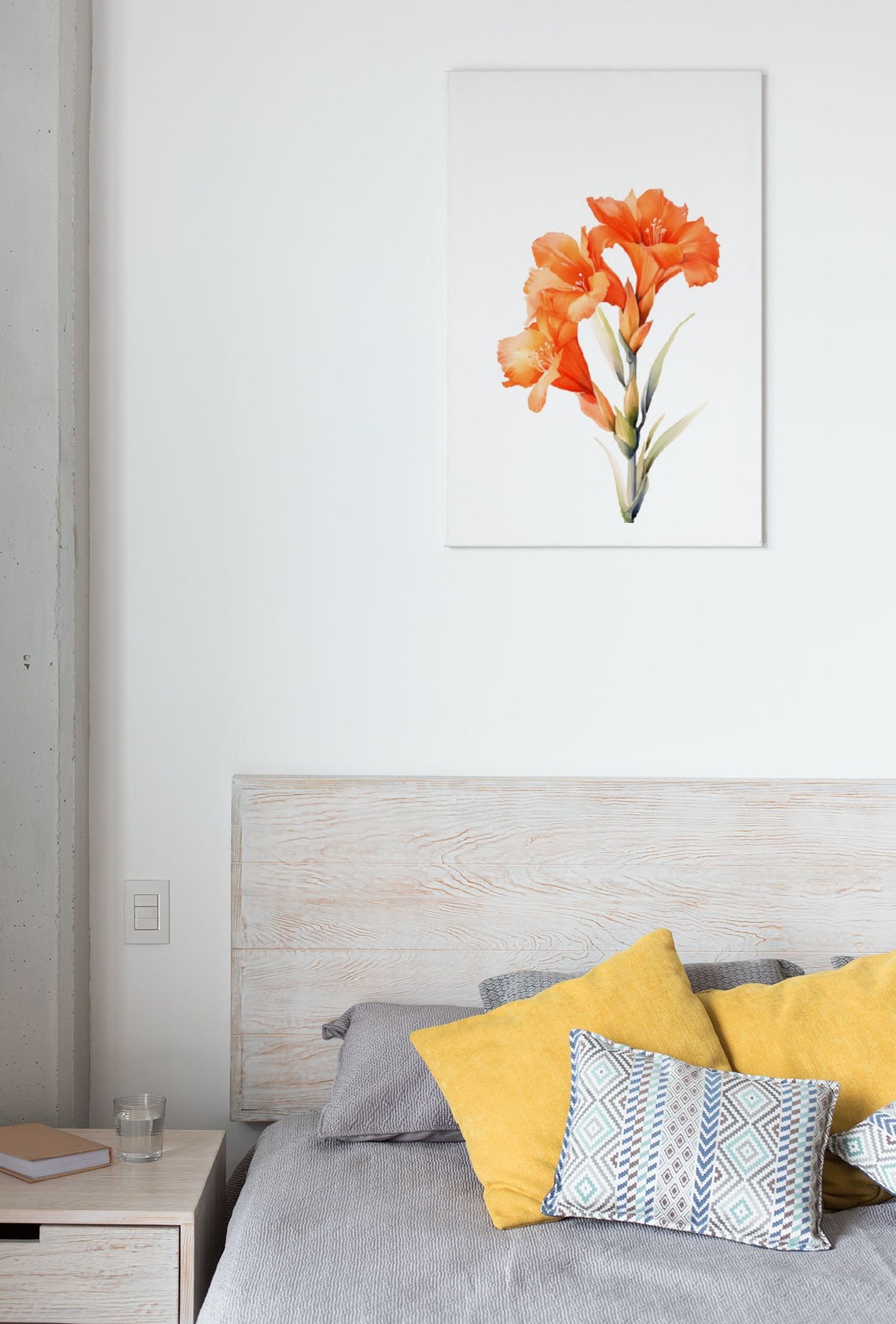 Orange Gladiolus Spike Vibrant Watercolor Floral Botanical Poster - Image 8