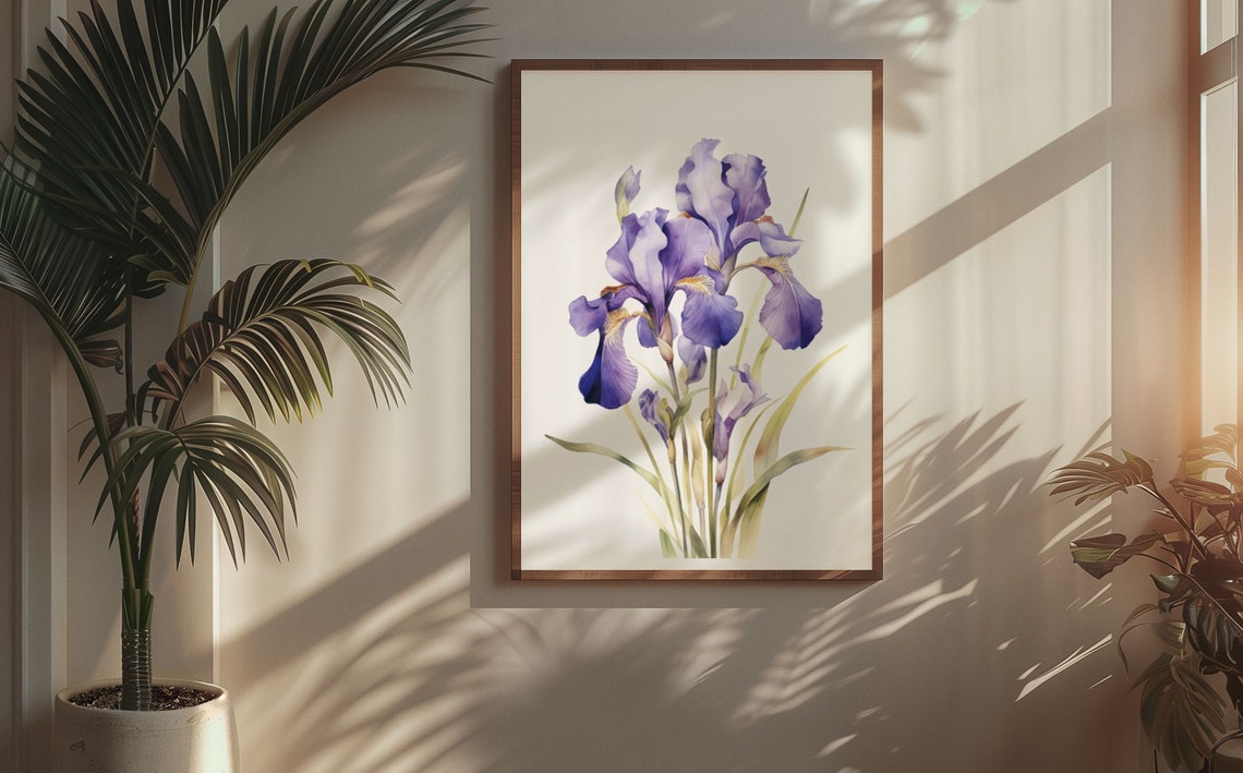 Purple Iris Bloom Cluster Luminous Watercolor Botanical Poster - Image 5