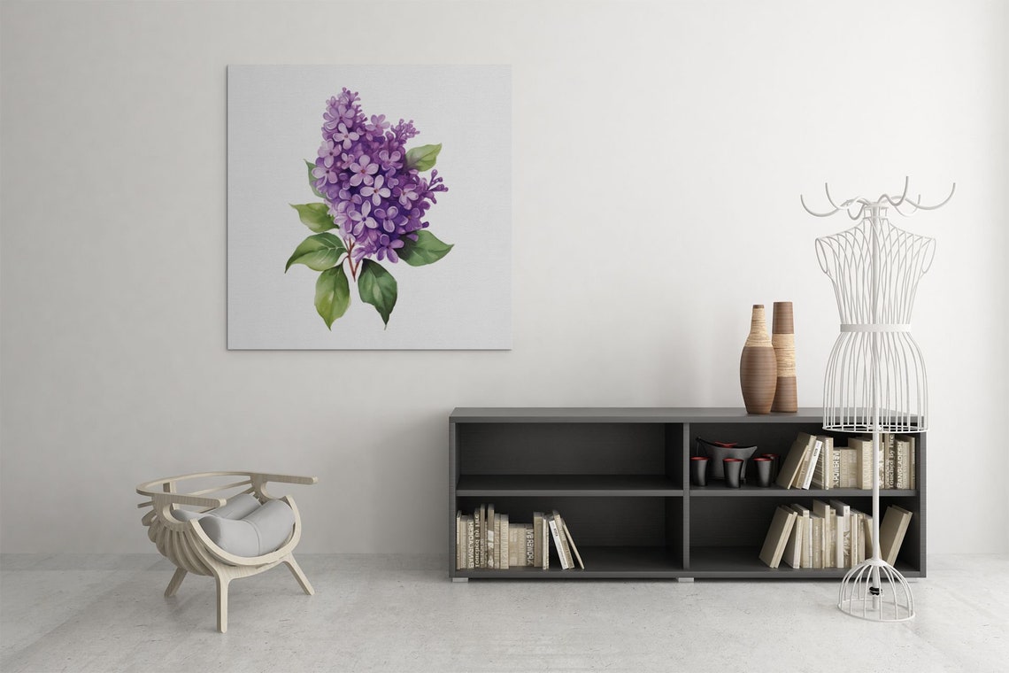 Deep Purple Lilac Cluster Watercolour Botanical Flower Poster - Image 6